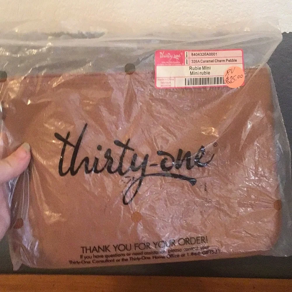 Thirty-One Caramel Pebble Rubie Mini Pouch